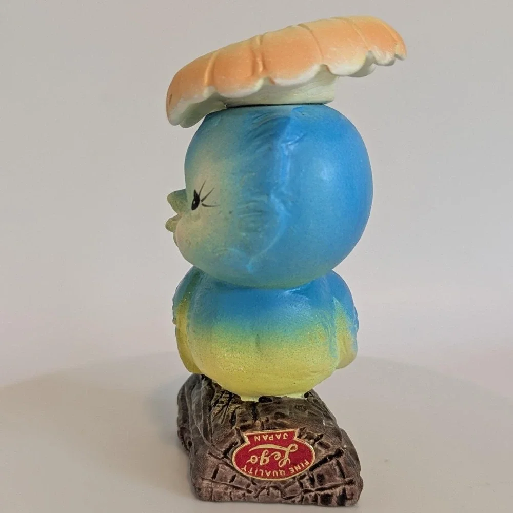 Vintage Lego Blue Bird Yellow Salt & Pepper Shakers Sunflower Logs